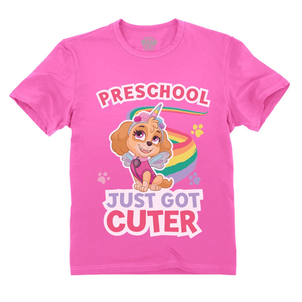 Paw Patrol Preschool Shirt for Girls Just Got Cuter Sky Toddler Kids T-Shirt - Pink 1