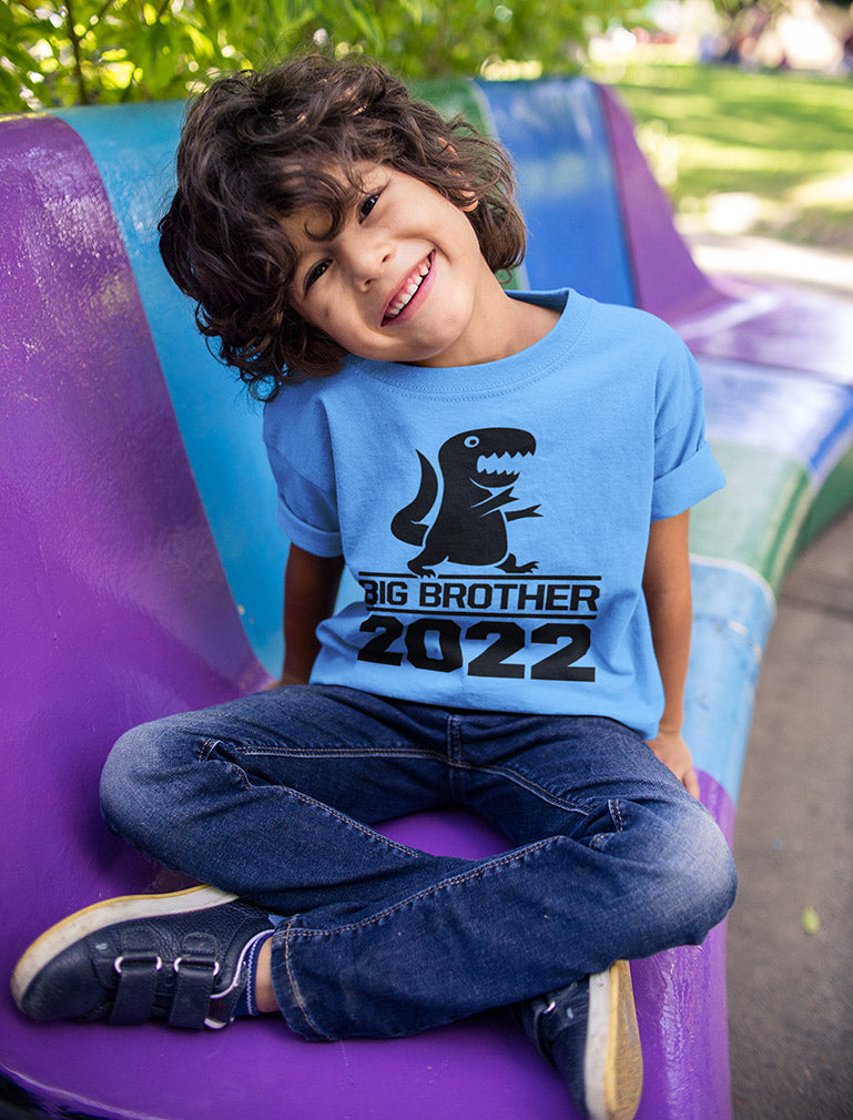 Gift for Big Brother 2022 T-Rex Boys Toddler Kids T-Shirt 
