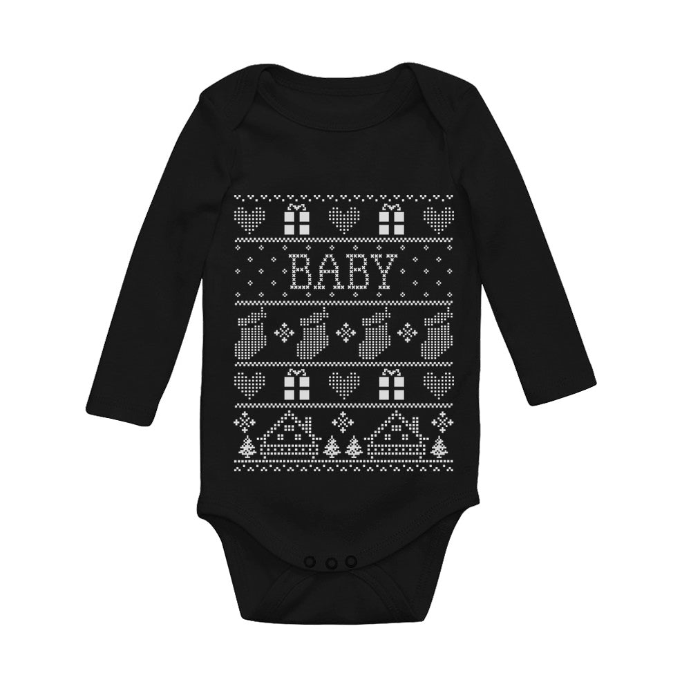 Baby Ugly Christmas Baby Long Sleeve Bodysuit - Black 2