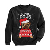 Thumbnail Santa Paws Pug Ugly Christmas Sweater Youth Kids Sweatshirt Black 2