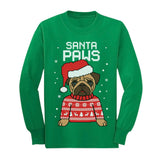 Santa Paws Pug Kids Ugly Christmas Long Sleeve T-Shirt 