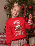 Thumbnail Santa Paws Pug Ugly Christmas Sweater Youth Kids Sweatshirt Black 3