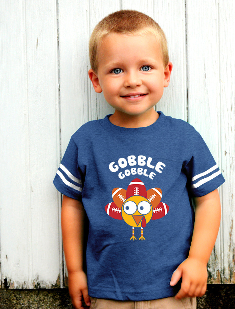 Little Turkey Thanksgiving Gobble Toddler Jersey T-Shirt - Gray 3
