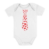 Thumbnail Red Hearts Tie - Valentine's Day Baby Bodysuit White 3