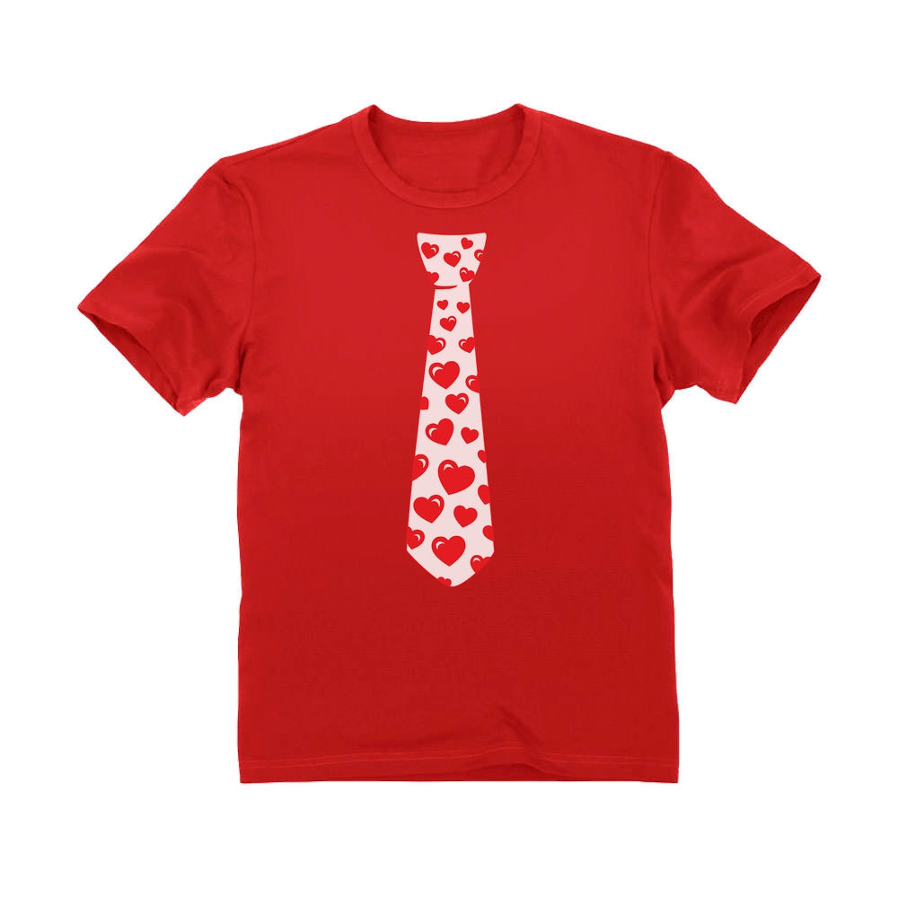 Red Hearts Tie for Valentine's Day Love Youth Kids T-Shirt