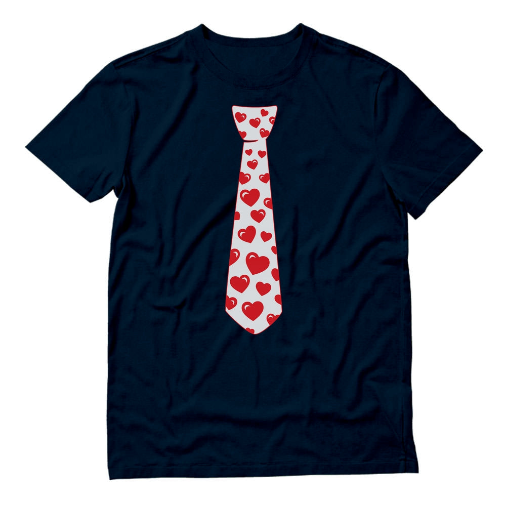 Red Hearts Tie for Valentine's Day Love T-Shirt - Navy 5