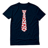 Thumbnail Red Hearts Tie for Valentine's Day Love T-Shirt Navy 5