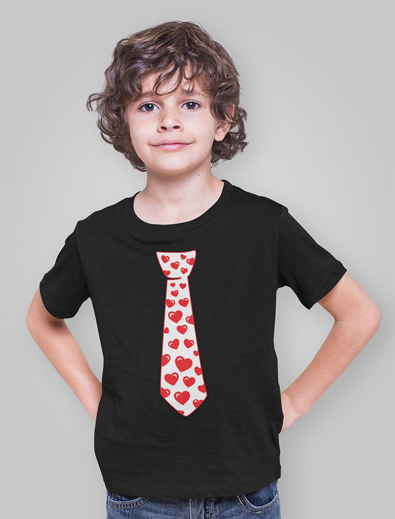 Red Hearts Tie for Valentine's Day Love Youth Kids T-Shirt