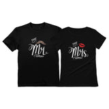 Thumbnail Mr & Mrs Matching T-Shirt Gift Set for Newlywed Couples, Wedding, Anniversary Men Black / Women Black 2