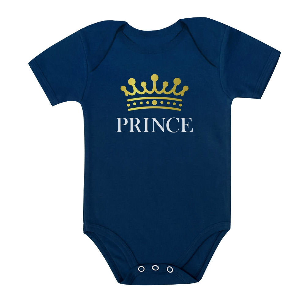Prince Crown Baby Bodysuit - Navy 2