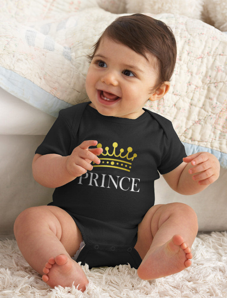 Prince Crown Baby Bodysuit - Navy 4
