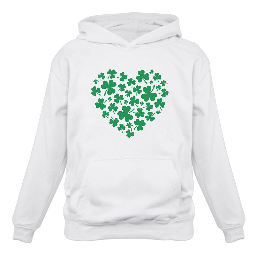 Irish Green Clovers Heart St. Patrick's Women Hoodie - White 2