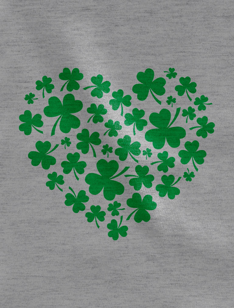 Irish Green Clovers Heart St. Patrick's 3/4 Women Sleeve Baseball Jersey Shirt - black/gray 2