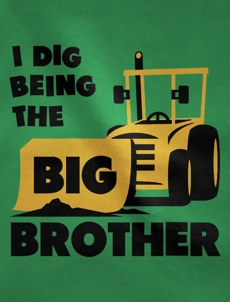 Big Brother Gift for Tractor Bulldozer Toddler Kids T-Shirt - Green 3