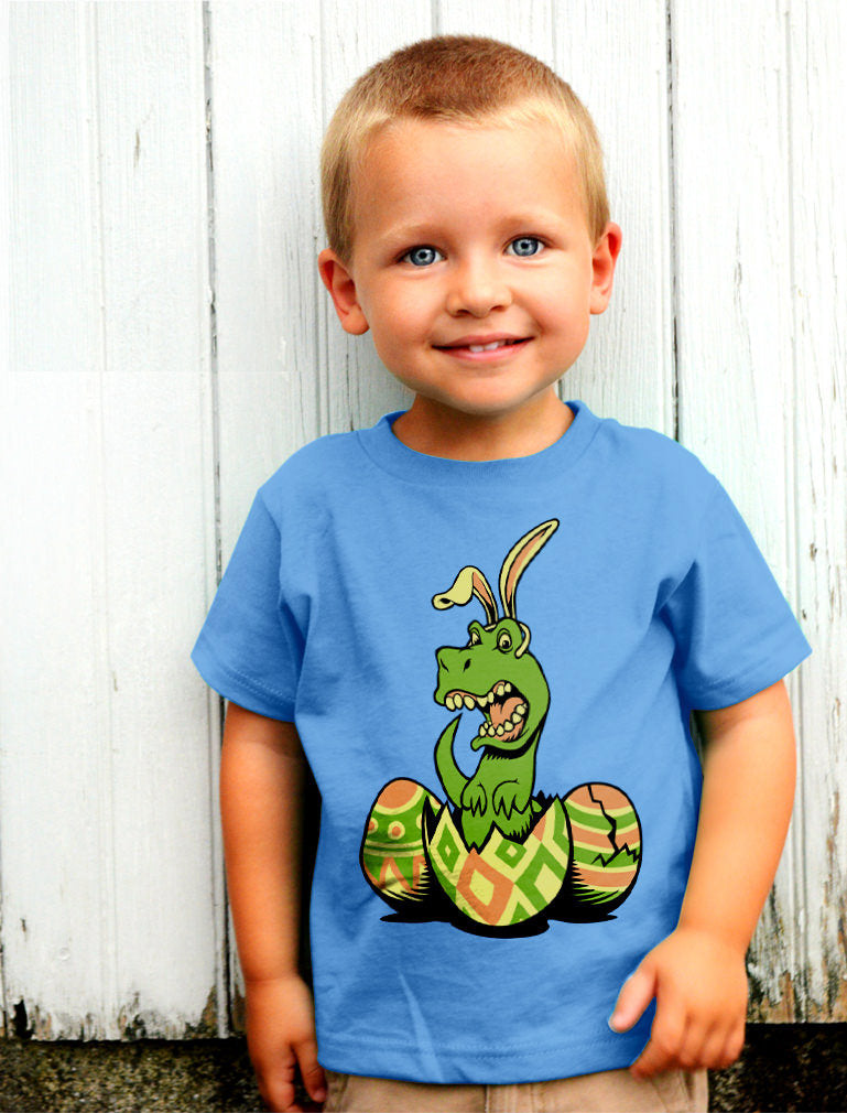T-Rex Dinosaur With Bunny Ears Easter Egg Kids T-Shirt 