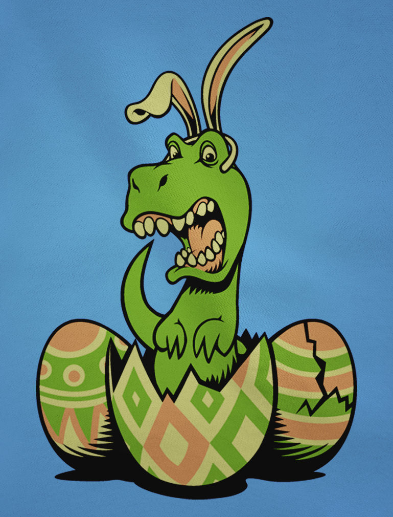 T-Rex Dinosaur With Bunny Ears Easter Egg Kids T-Shirt - Banana 9