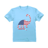 Thumbnail Dinosaur American Flag Youth Kids T-Shirt California Blue 1