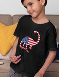 Thumbnail Dinosaur American Flag Youth Kids T-Shirt Gray 10