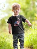 Dinosaur American Flag Toddler Kids T-Shirt 