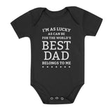 Thumbnail I'm Lucky World's Best Dad Belongs To Me Baby Onesie Black 2