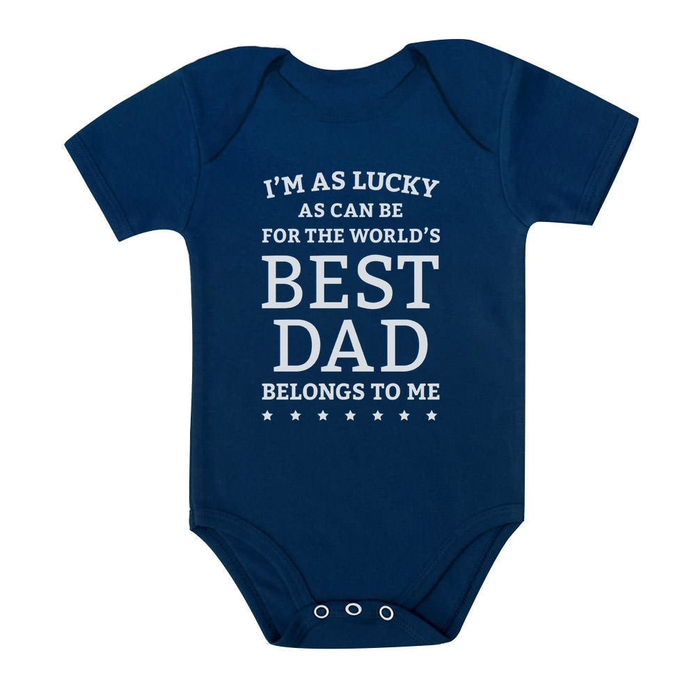 I'm Lucky World's Best Dad Belongs To Me Baby Onesie - Navy 4