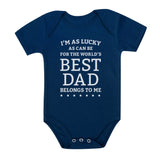 Thumbnail I'm Lucky World's Best Dad Belongs To Me Baby Onesie Navy 4