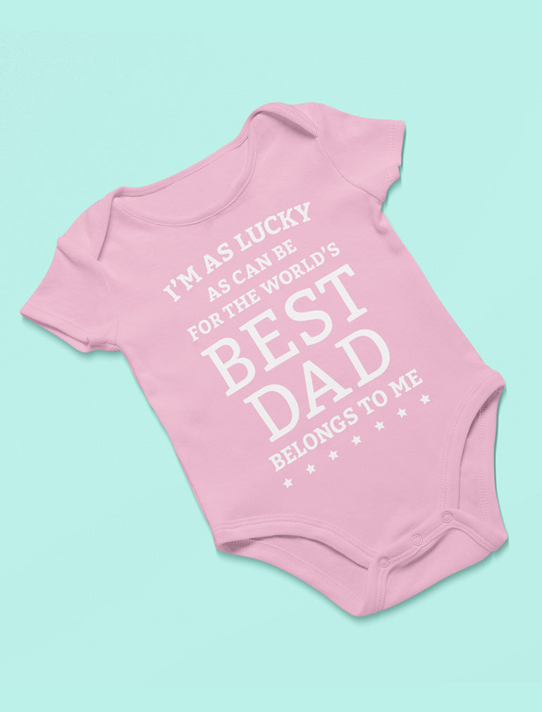 I'm Lucky World's Best Dad Belongs To Me Baby Onesie - Navy 7