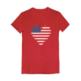 Heart Flag USA Toddler Kids Girls' Fitted T-Shirt 