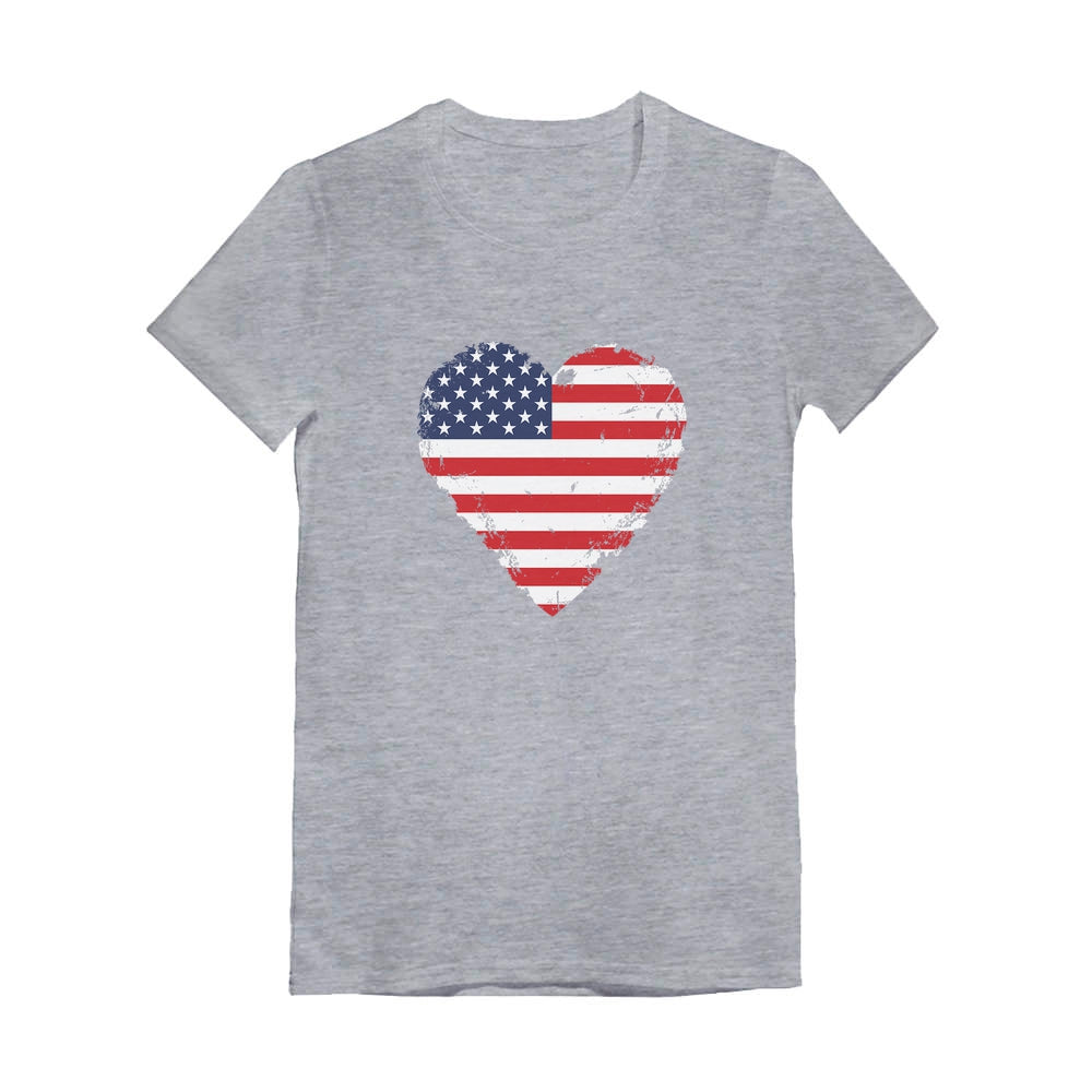 Heart Flag USA Toddler Kids Girls' Fitted T-Shirt - Gray 5