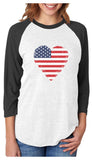 Heart Flag 3/4 Women Sleeve Baseball Jersey Shirt 