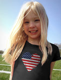 Heart Flag USA Toddler Kids Girls' Fitted T-Shirt 