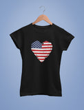 Heart Flag USA Youth Kids Girls' Fitted T-Shirt 
