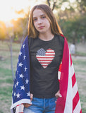 Heart Flag USA Youth Kids Girls' Fitted T-Shirt 