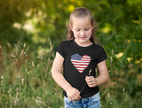 Thumbnail Heart Flag USA Toddler Kids Girls' Fitted T-Shirt Gray 10