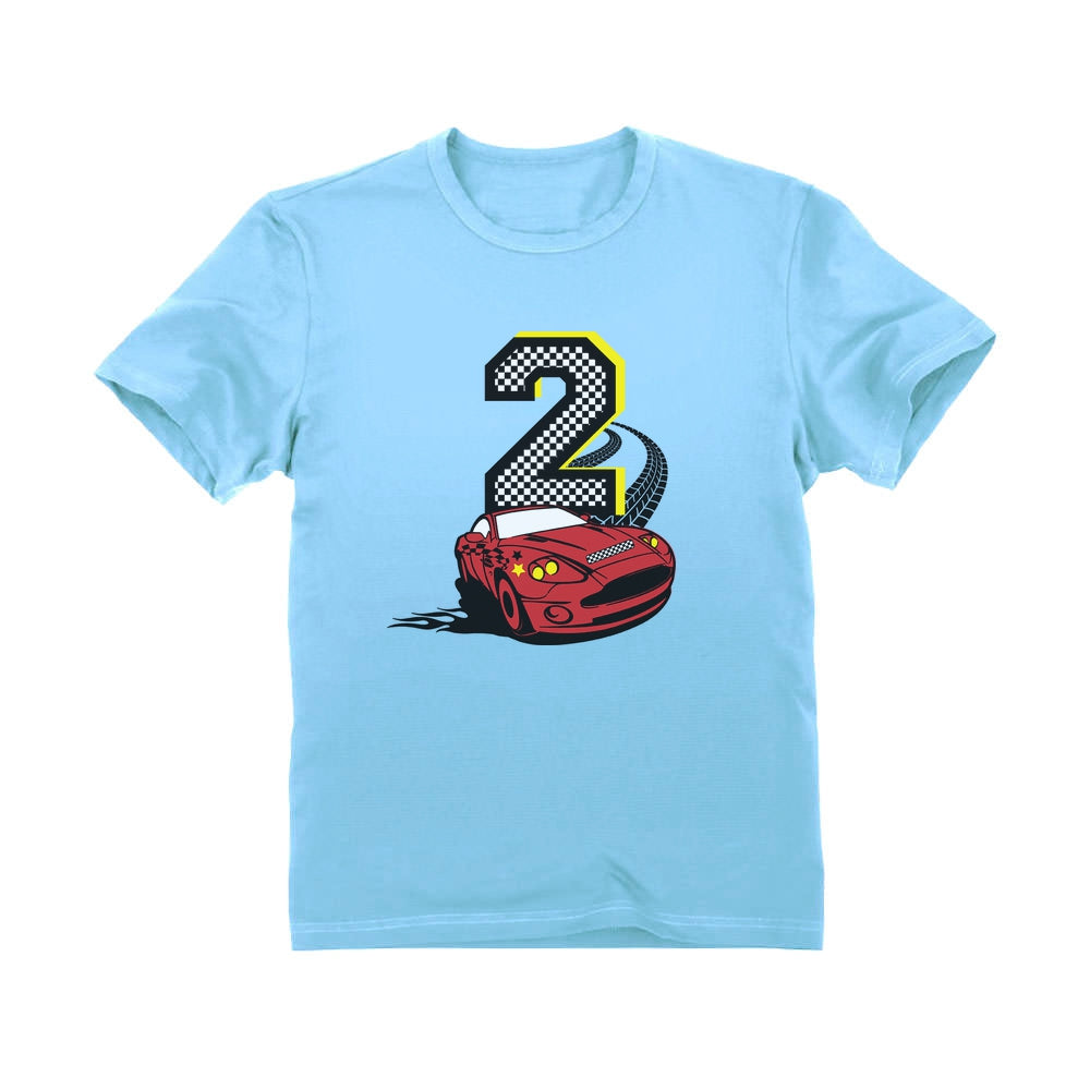 2nd Birthday Race Car Toddler Kids T-Shirt - California Blue 1
