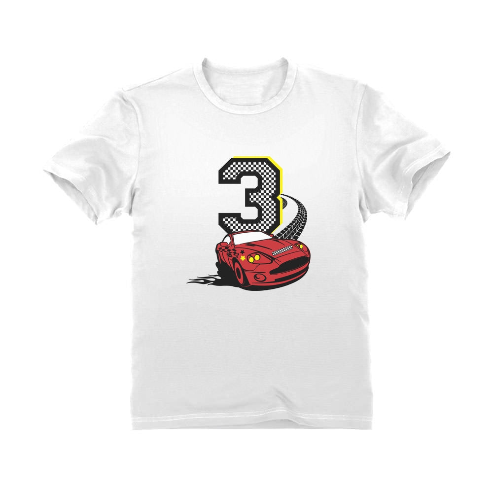 3rd Birthday Race Car Toddler Kids T-Shirt - White 2
