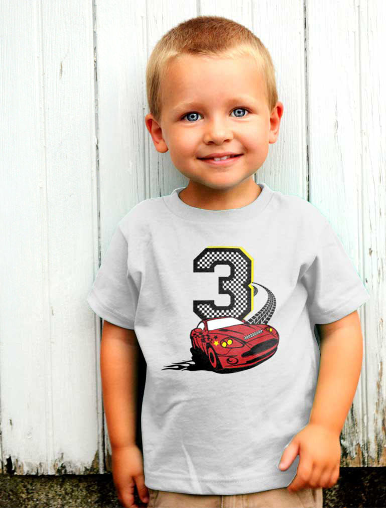 3rd Birthday Race Car Toddler Kids T-Shirt - Gray 6