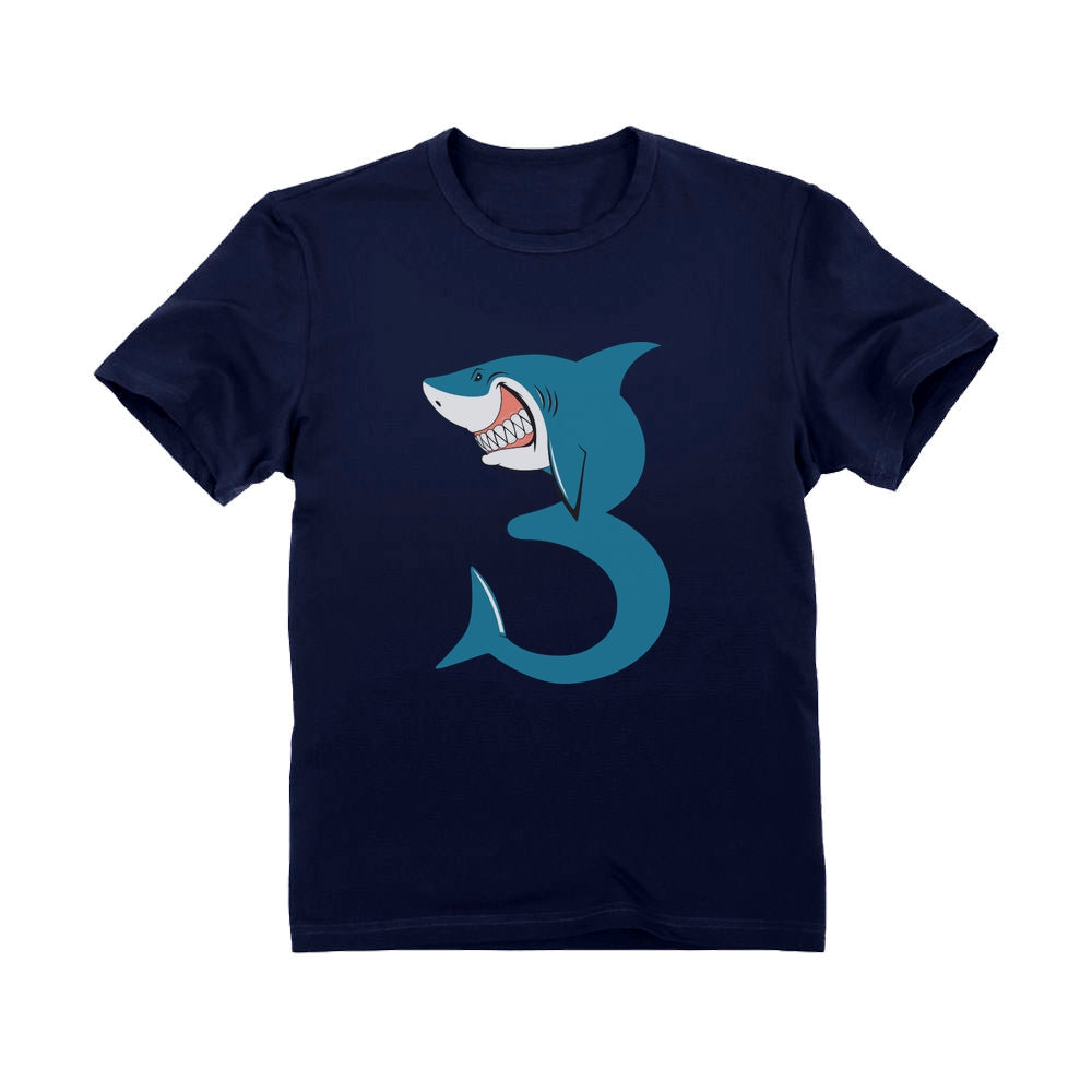 3rd Birthday Shark Three Year Old Toddler Kids T-Shirt - Navy 5