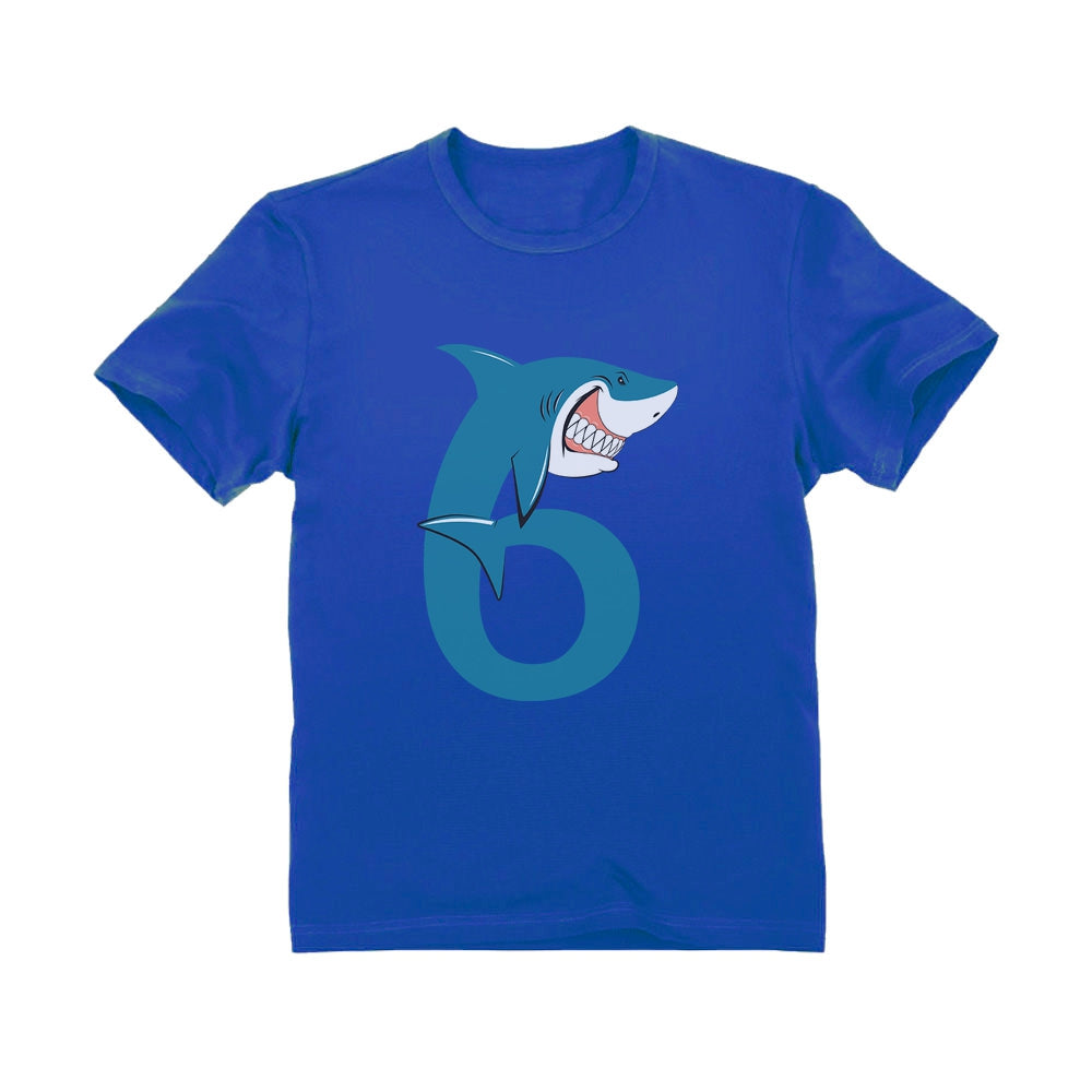 Cute 6th Birthday Shark T-Shirt - Blue 1