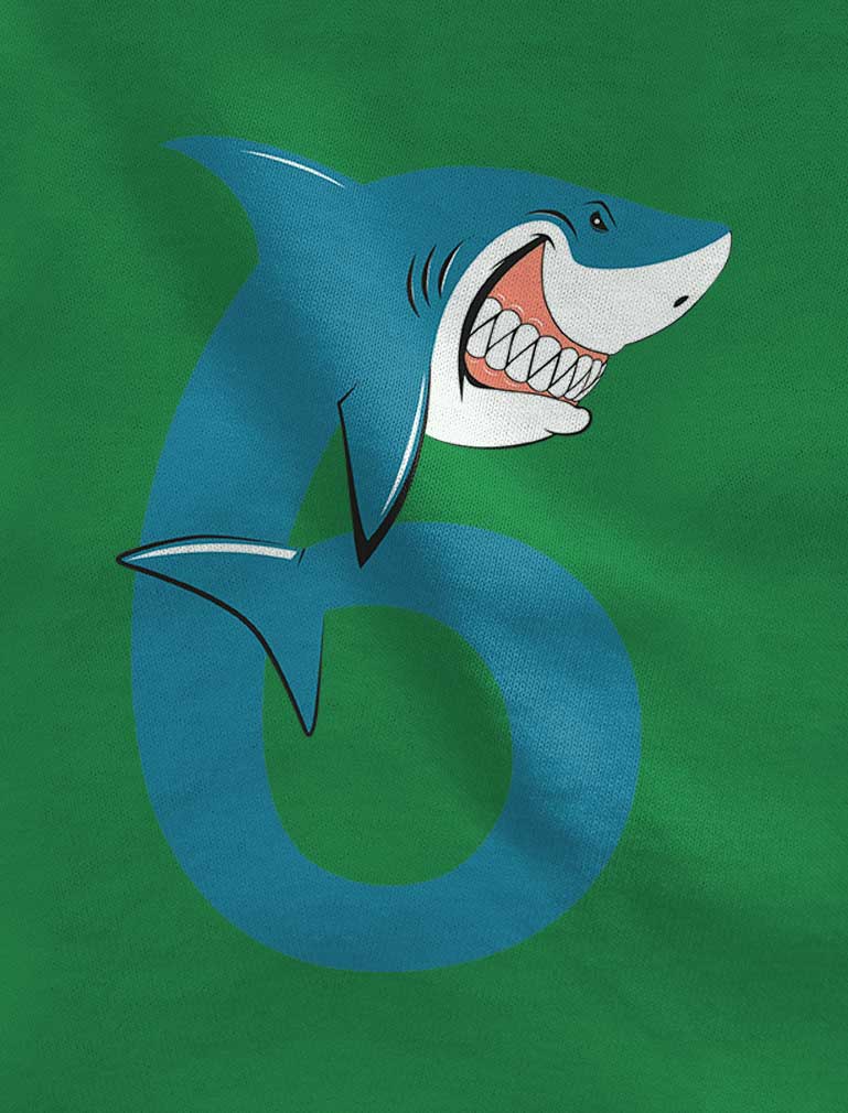 Cute 6th Birthday Shark T-Shirt - Navy 4