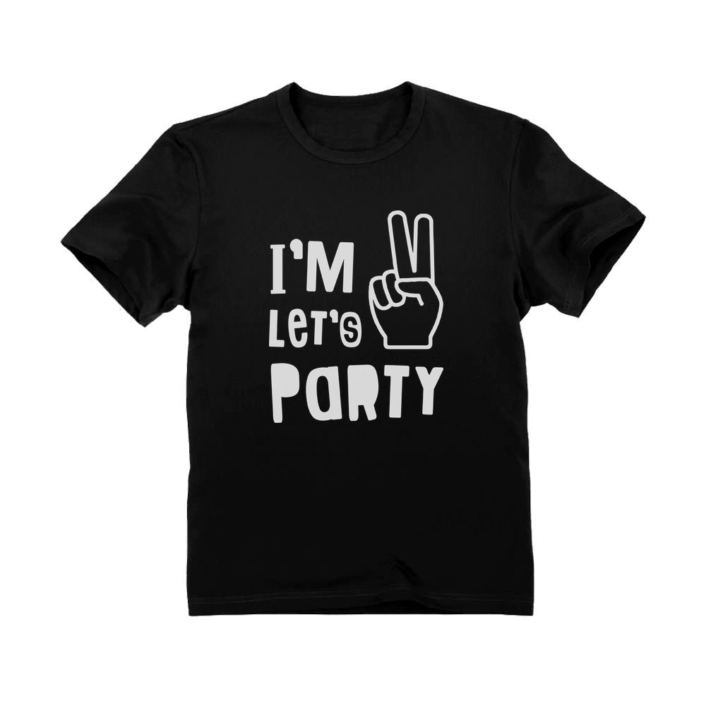I'm Two Let's Party Toddler Kids T-Shirt - Black 2