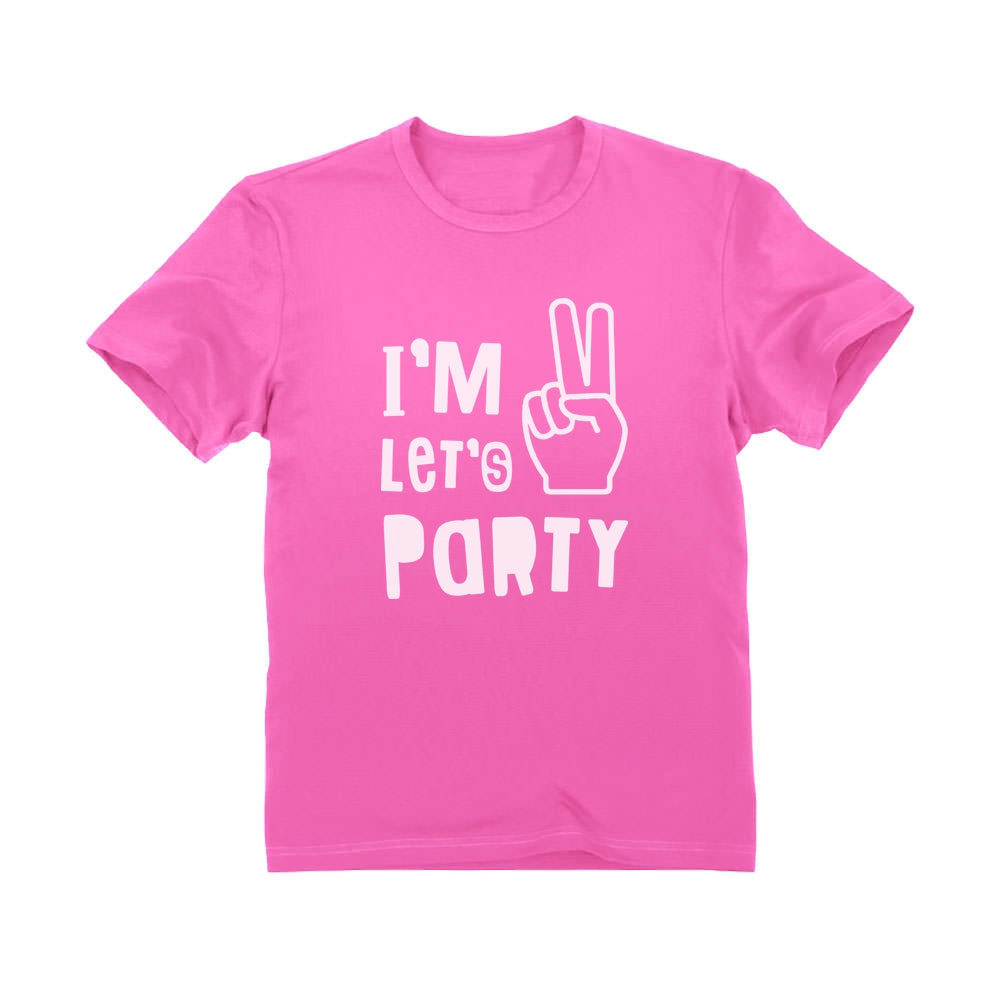 I'm Two Let's Party Toddler Kids T-Shirt - Pink 4