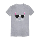 Thumbnail Easter Bunny - Cool Glasses Rabbit Face Youth Kids Girls' Fitted T-Shirt Gray 1