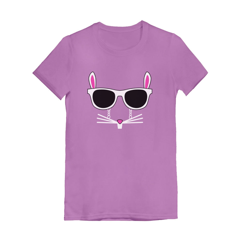 Easter Bunny - Cool Glasses Rabbit Face Youth Kids Girls' Fitted T-Shirt - Lavender 4