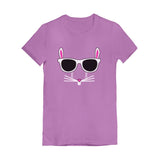 Thumbnail Easter Bunny - Cool Glasses Rabbit Face Youth Kids Girls' Fitted T-Shirt Lavender 4