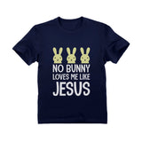 Thumbnail No Bunny Loves Me Like Jesus Easter Christian Infant Kids T-Shirt Navy 5
