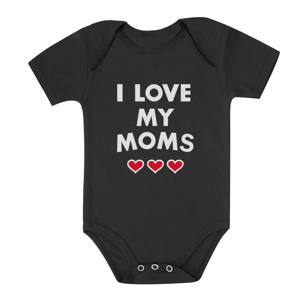 I Love My Moms Mother's Day Gay Pride Gift Baby Bodysuit - Black 1