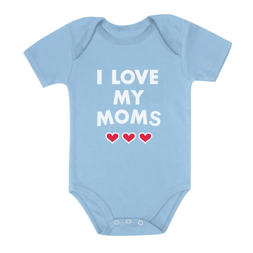 I Love My Moms Mother's Day Gay Pride Gift Baby Bodysuit - Aqua 2