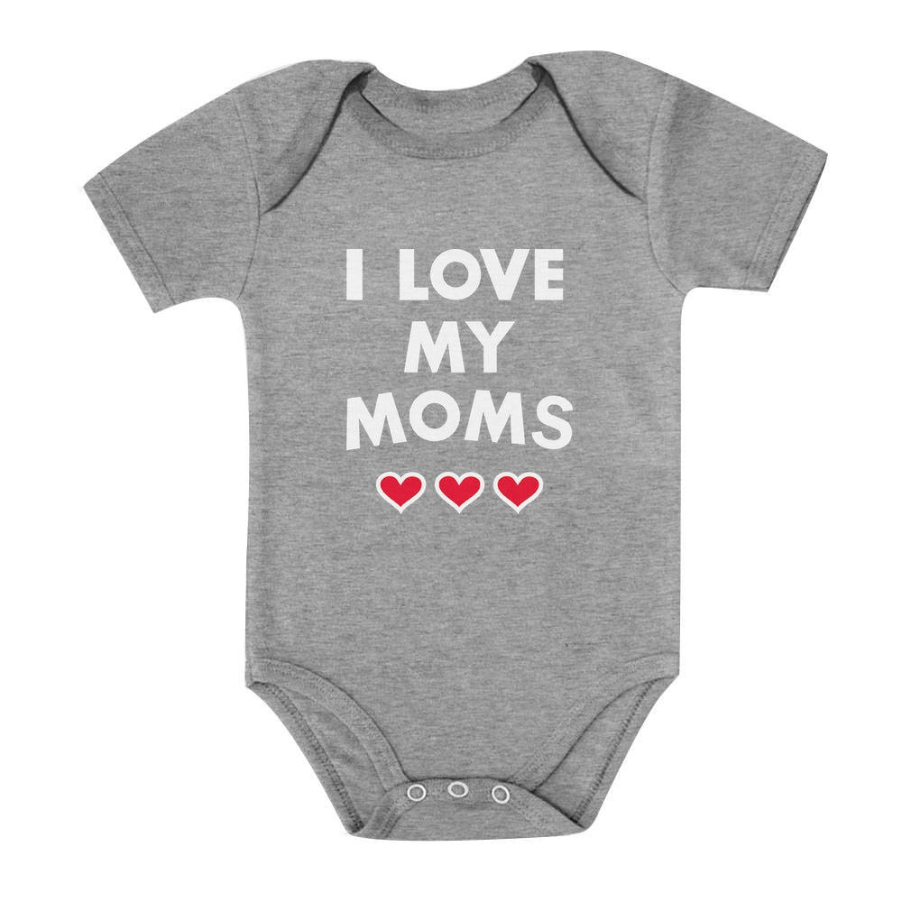 I Love My Moms Mother's Day Gay Pride Gift Baby Bodysuit - Gray 3