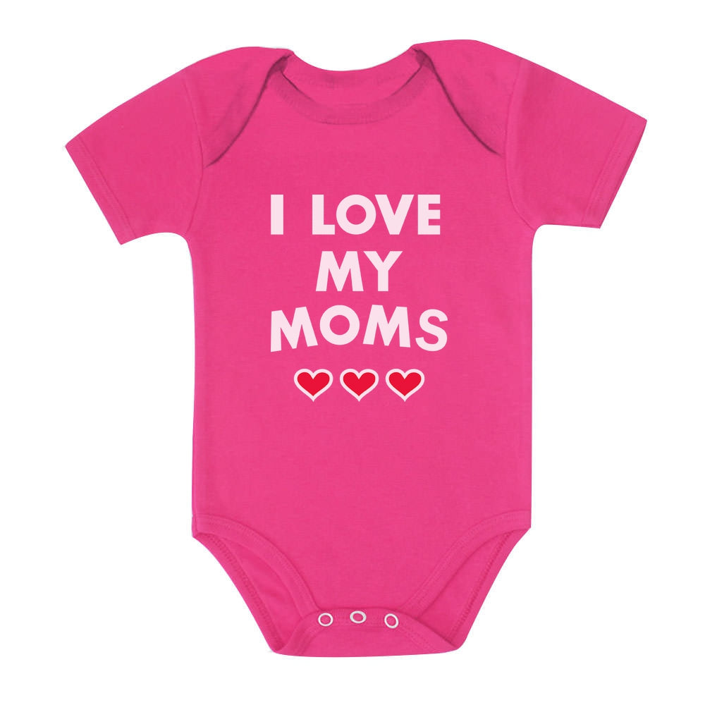 I Love My Moms Mother's Day Gay Pride Gift Baby Bodysuit - Wow pink 4